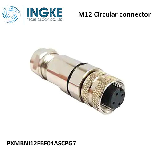 PXMBNI12FBF04ASCPG7 M12 Circular Connector Plug 4 Position Female Sockets Solder Cup Waterproof IP67 A-Code