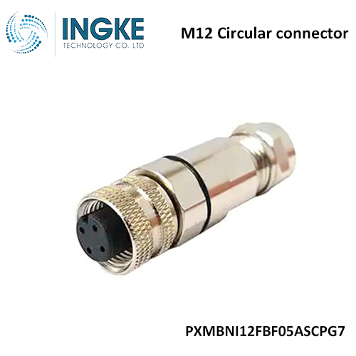 PXMBNI12FBF05ASCPG7 M12 Circular Connector Plug 5 Position Female Sockets Solder Cup Waterproof IP67 A-Code