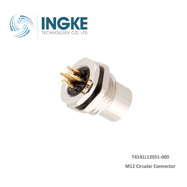 T4141L12051-000 M12 Connector 5 (4 Power + PE) Position Receptacle Female Sockets Solder