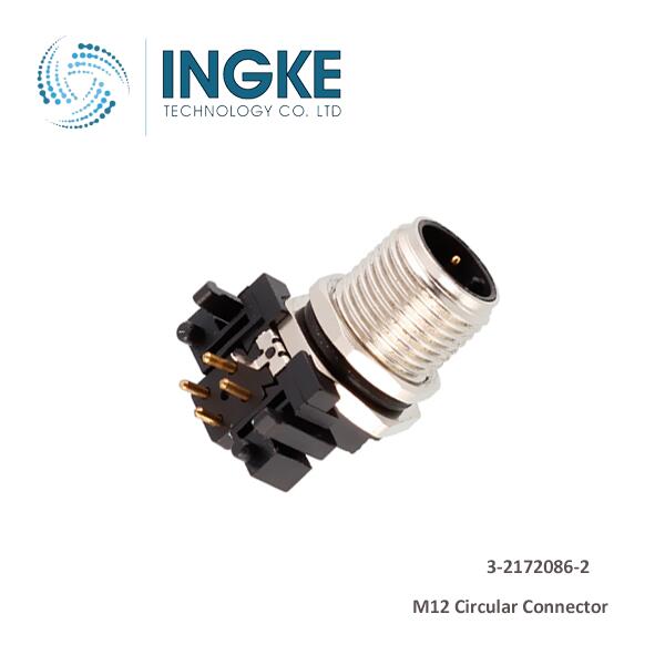 3-2172086-2 M12 Connector 4 Position Receptacle Male Solder