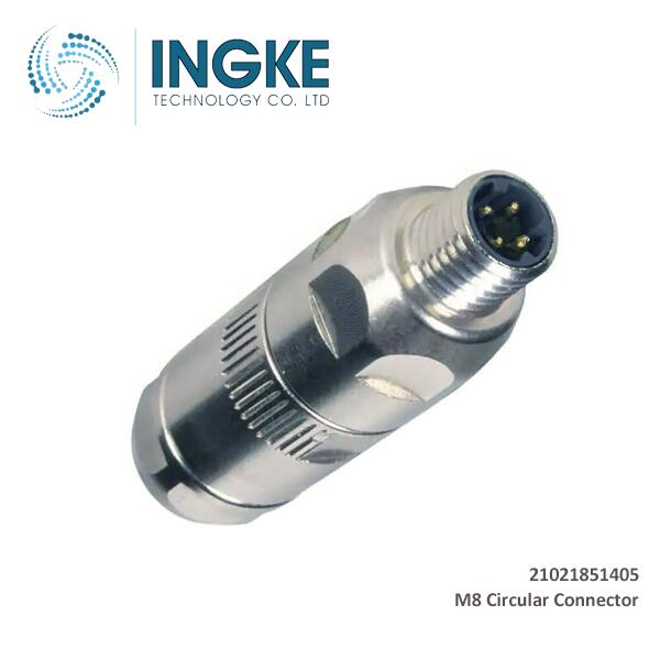 21021851405 M8 Connector 4 Position Plug Male IDC Free Hanging