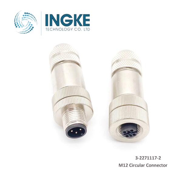 3-2271117-2 M12 Connector 4 Pin Female Sockets Shielded IP67
