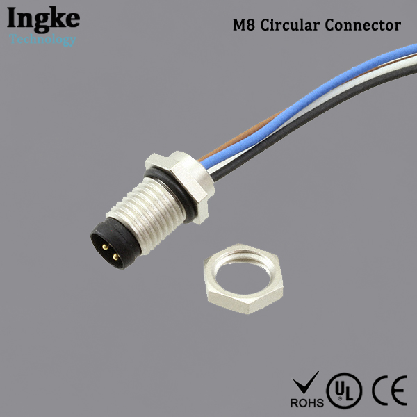 3-2172090-2 M8 Circular Connector IP67 Waterproof Plug 4Pin