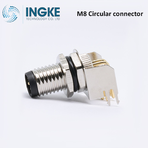 1424240 M8 Circular connector 5 Position Plug Male Pins Solder IP67 Right Angle B-Code