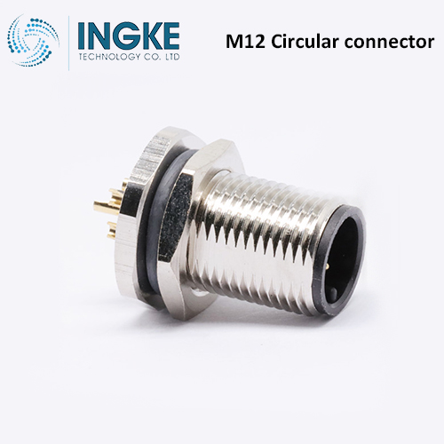 TE T4140012021-000 M12 Circular connector 2 Position Receptacle Male Pins Solder A-Code IP67 INGKE
