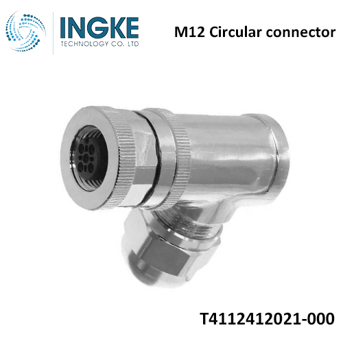 TE T4112412021-000 M12 Circular connector 2 Position Plug Female Sockets Screw B-Code IP67 INGKE