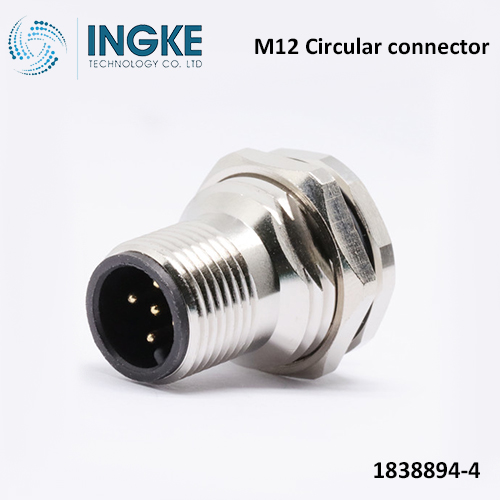 TE 1838894-4 M12 Circular connector 8 Position Plug Male Pins Solder Cup INGKE
