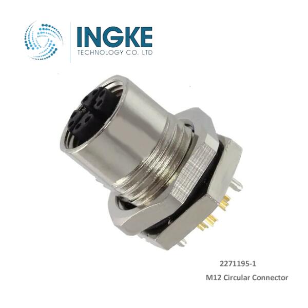 2271195-1 M12 Connector 8 Position Receptacle Female Sockets Solder Cup TE Connectivity
