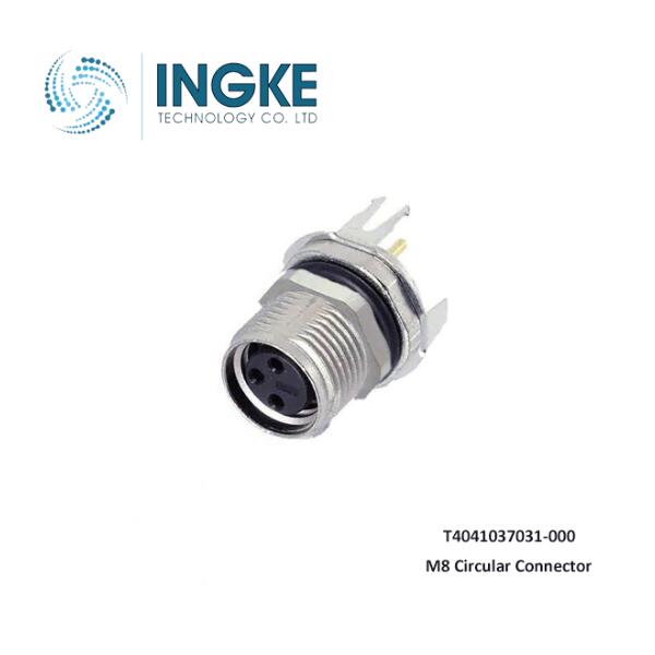 TE Connectivity T4041037031-000 M8 Connector 3 Pin Receptacle Female Sockets Solder