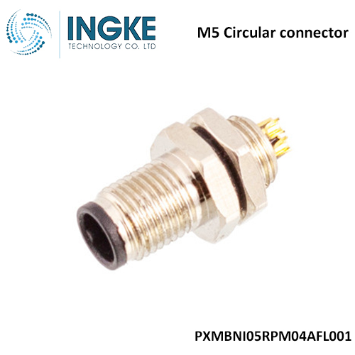 Bulgin PXMBNI05RPM04AFL001 M5 Circular Connector 4 Position Receptacle Male Pins Wire Leads A-Code INGKE