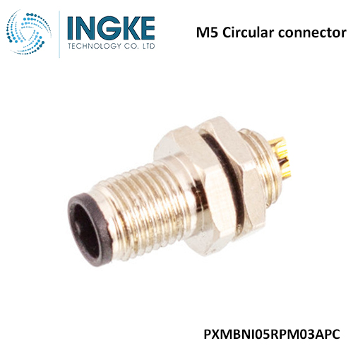 Bulgin PXMBNI05RPM03APC M5 Circular Connector 3 Position Receptacle Male Pins Solder A-Code INGKE