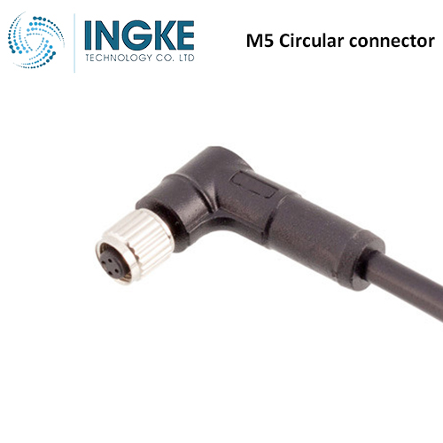 Bulgin PXPPVC05RAF03ACL010PVC M5 Cable Assemblies 3 Position Plug Female Sockets Wire Leads A-Code INGKE