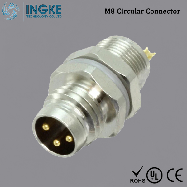 T4032014031-000 M8 Circular Connector Panel Mount IP67 Waterproof Sensor Plug 3Pin