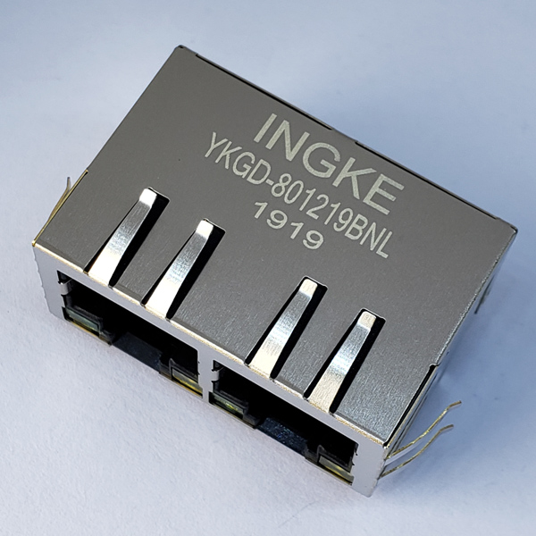 YKGD-801219BNL 1X2 1000Base-T RJ45 Magjack Connector Gigabit Ethernet Jack
