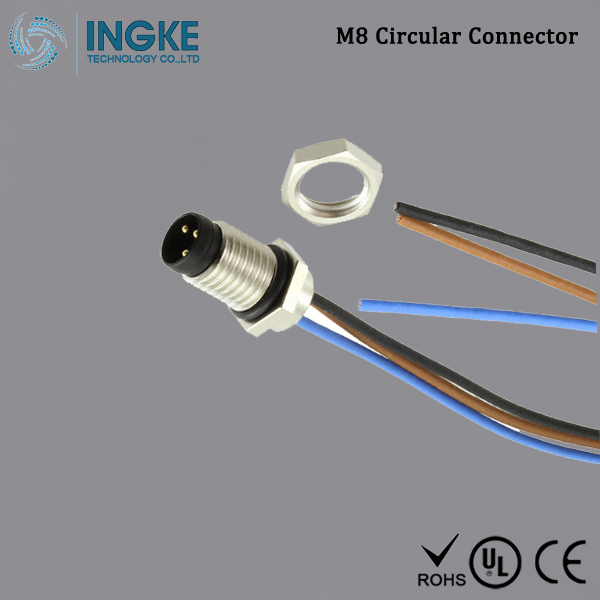 2-2172090-2 M8 Circular Connector IP67 Panel Mount Sensor Plug