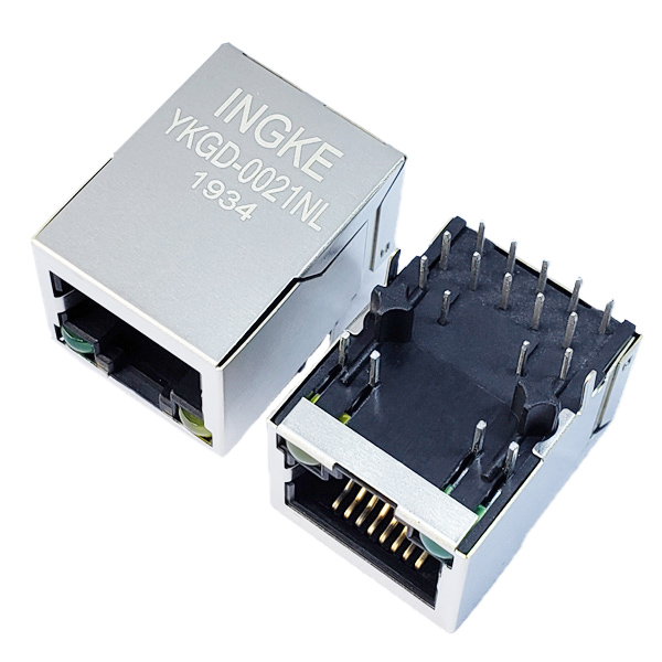 YKGD-0021NL PoE 1000Base-T RJ45 Magjack Connector Gigabit Ethernet Jack