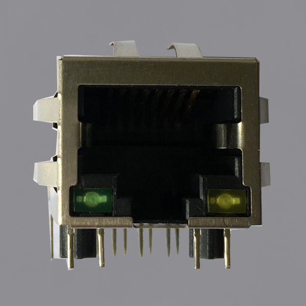 YKGD-8019NL 1000 Base-T Tab Down RJ45 Magjack Connector with LED