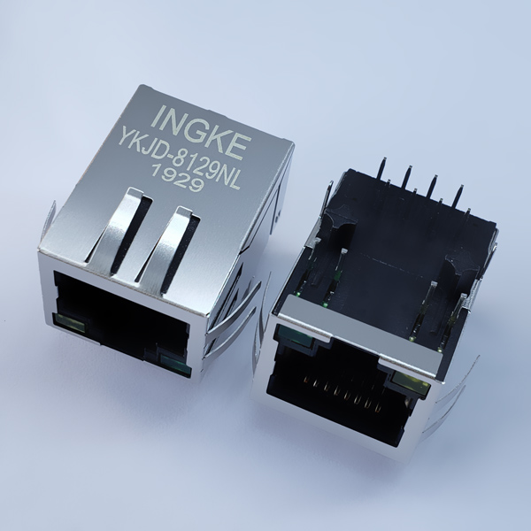 YKJD-8129NL 10/100Base-T RJ45 Magjack Connector with EMI Finger Ethernet Jack