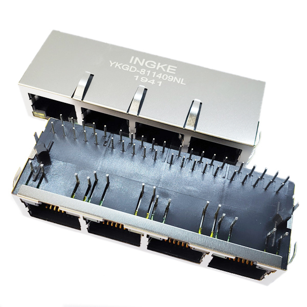 YKGD-811409NL 1X4 1000Base-T RJ45 Magjack Connector Gigabit Ethernet Jack