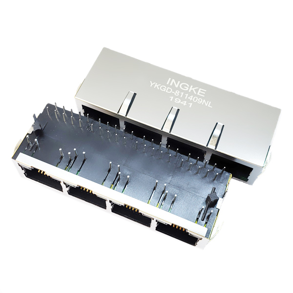 YKGD-811409NL 1X4 1000Base-T RJ45 Magjack Connector Gigabit Ethernet Jack