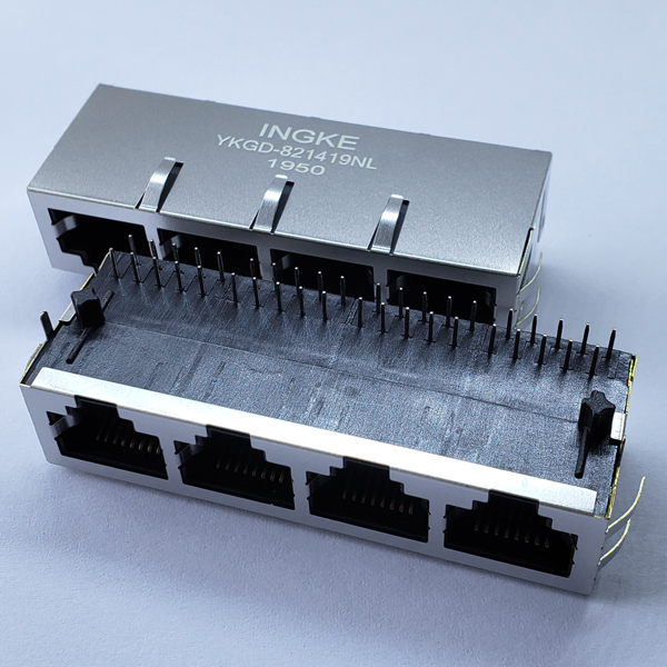 YKGD-821419NL 1X4 1000Base-T RJ45 Magjack Connector Gigabit Ethernet Jack