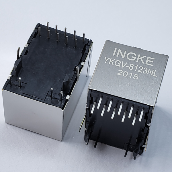 YKGV-8123NL 1000Base-T RJ45 Magjack Connector Vertical Gigabit Magnetic Jack