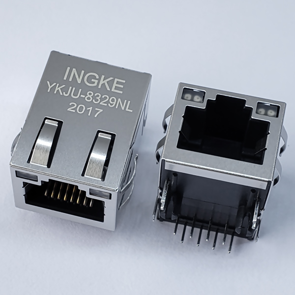 YKJU-8329NL 10/100Base-T RJ45 Magnetic Connector with Double LED and EMI Finger