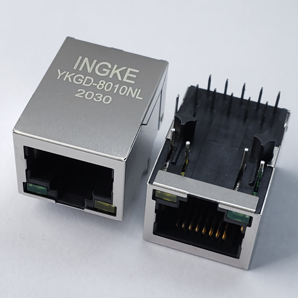 YKGD-8010NL 1000Base-T RJ45 Magjack Connector Gigabit Ethernet with GY LED