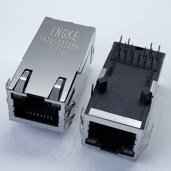YKTU-7332BNL 10GBase-T RJ45 Magjack Connector 10GbE PoE++ 90w Ethernet
