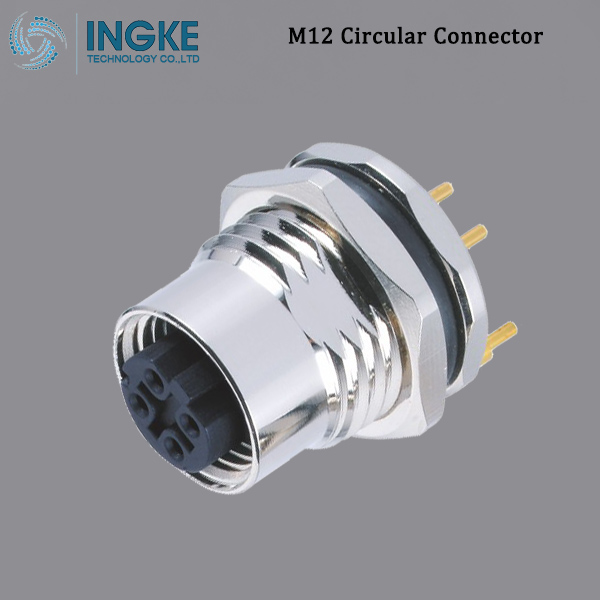 RKHL 5/S 5,5 PBelden M12 Circular Metric Connector PCB Panel Mount 4pin D Coded
