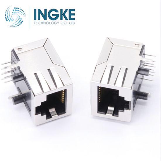 Pulse Electronics Network J00-0025 Modular Connectors / Ethernet Connectors Through Hole 1X1 Tab down 10BaseT, No LEDs, + EMI fingers INGKE