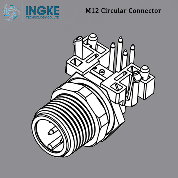T4144435051 M12 Circular Metric Connector Male, Right Angle, PCB Mount,B-Code,5Pin,IP67 Waterproof