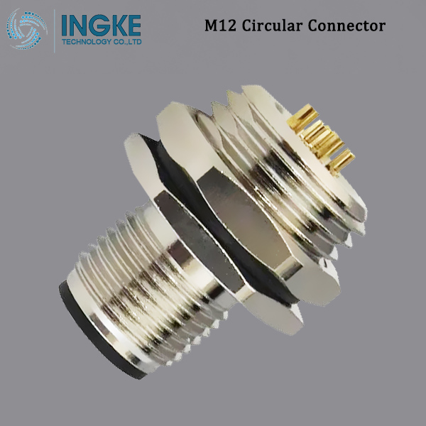 SS-12000-002 M12 Circular Metric Connector Male, Panel Mount, Solder Cup, A-Code,IP67,5Pin