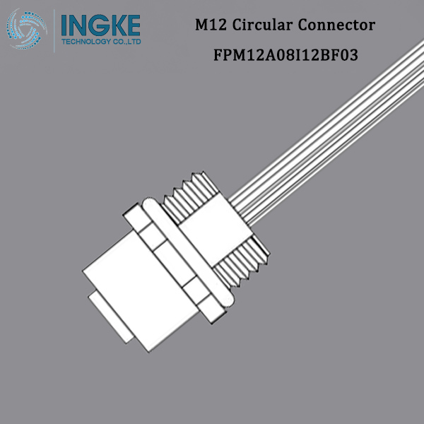 FPM12A08I12BF03 M12 Circular Metric Connector Female,Panel Mount, A-Code,IP67 Waterproof Wire Socket