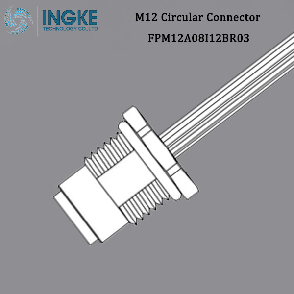 FPM12A08I12BR03 M12 Circular Metric Connector Female,Panel Mount, A-Code,IP67 Waterproof Cable Assembly