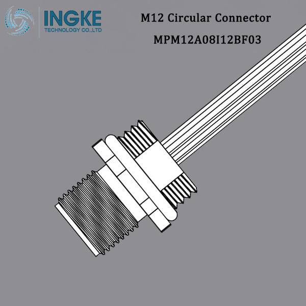 MPM12A08I12BF03 M12 Circular Metric Connector Male,Panel Mount, A-Code,IP67 Waterproof Cable Assembly