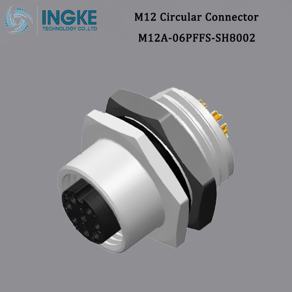 M12A-06PFFS-SH8002 M12 Circular Metric Connector,Solder,Panel Mount,A-Code,6Pin,IP67 Waterproof