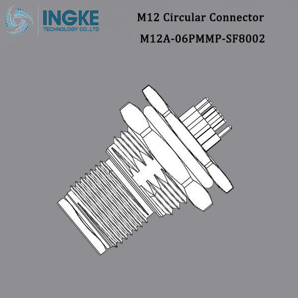 M12A-06PMMP-SF8002 M12 Circular Metric Connector,PCB Panel Mount,A-Code,6Pin,IP67 Waterproof