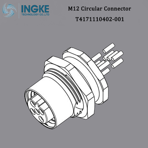 T4171110402-001 M12 Circular Metric Connector,Panel Mount,B-Code,2Pin,IP67 Waterproof