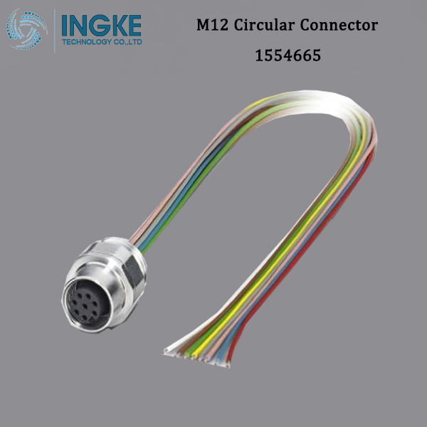 1554665 M12 Circular Connector,Panel Mount,A-Code,8Pin,IP67 Waterproof SACC-EC-M12FS -8CON-PG