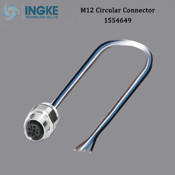 1554649 M12 Circular Connector,Panel Mount,A-Code,4Pin,IP67 Waterproof SACC-EC-M12FS-4CON-PG