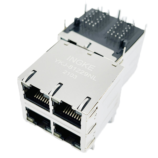 YKJ-81229NL 10/100Base-T RJ45 Magjack Connector 2x2 Stacked Ethernet Jack