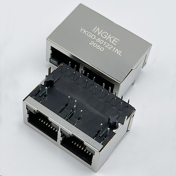 YKGD-801221NL 10/100/1000Base-T RJ45 Magjack Connector 1x2 Gigabit Ethernet Jack