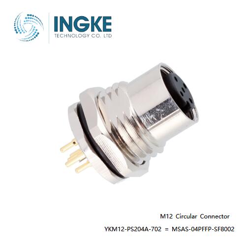 INGKE YKM12-PS204A-702 Substitute Amphenol LTW MSAS-04PFFP-SF8002 M12 Connector 4 Positions A-Code Panel Mount Shielded