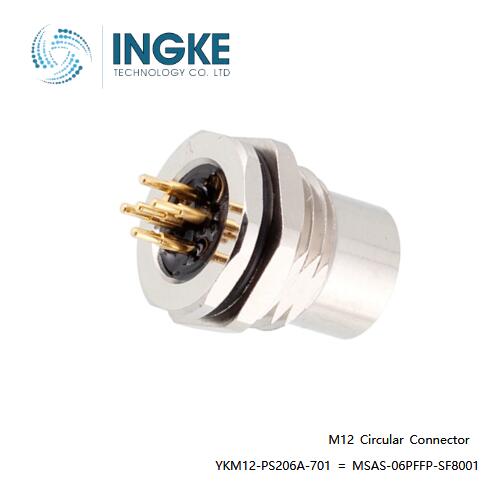 INGKE YKM12-PS206A-701 Substitute Amphenol LTW MSAS-06PFFP-SF8001 M12 Connector Plug Female Sockets Solder 6 Positions A-Code Panel Mount