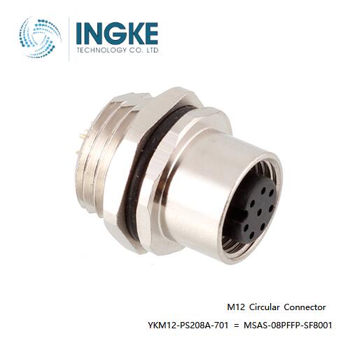 INGKE YKM12-PS208A-701 Substitute Amphenol LTW MSAS-08PFFP-SF8001 M12 Connector Plug Female Sockets Solder 8 Positions A-Code Panel Mount