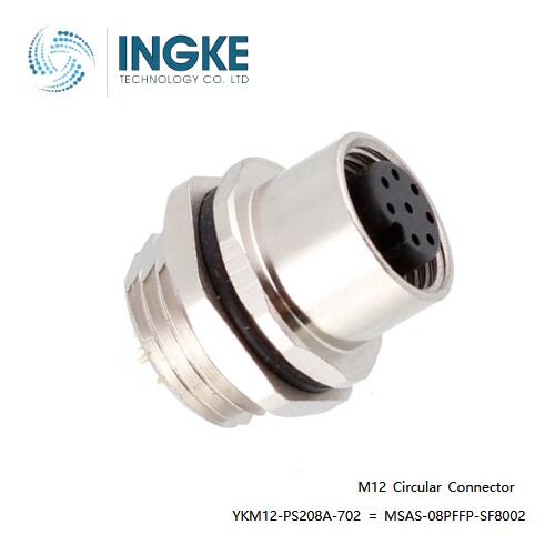 INGKE YKM12-PS208A-702 Substitute Amphenol LTW MSAS-08PFFP-SF8002 M12 Connector Plug Female Sockets Solder 8 PIN Panel Mount A-Code