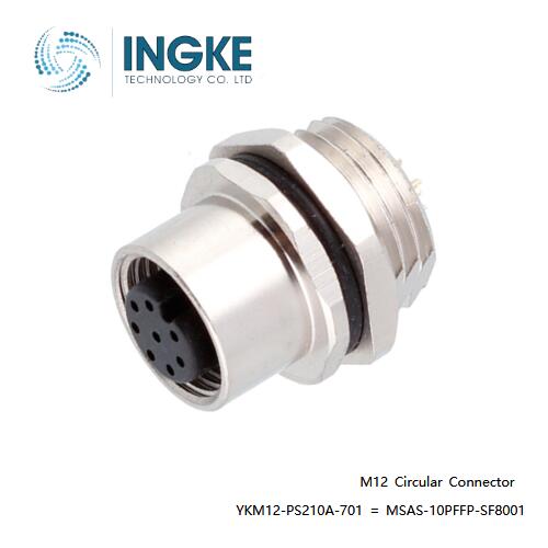 INGKE YKM12-PS210A-701 cross Amphenol LTW MSAS-10PFFP-SF8001 M12 Connector Plug Female Sockets Solder 10 PIN Panel Mount A-Code