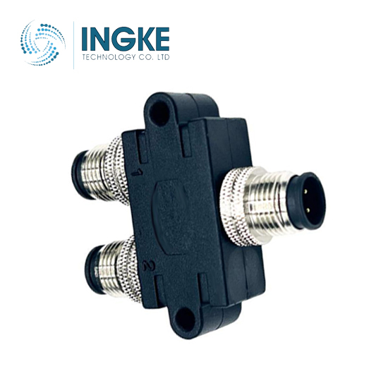 Y58-D04-FMFR001 M12 Circular Connector Distributor Y-Shaped 4Pin to 4 (2) D Code Female Sockets to Female Sockets (1), Male Pins (1) Waterproof IP67