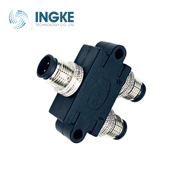 Y58-A08-FMFR001 M12 Circular Connector Distributor Y-Shaped 8Pin to 8(2) A Code Female Sockets to Female Sockets (1), Male Pins (1) Waterproof IP67